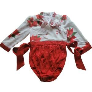 Eliza Grace Clothing Poinsettia Christmas Romper